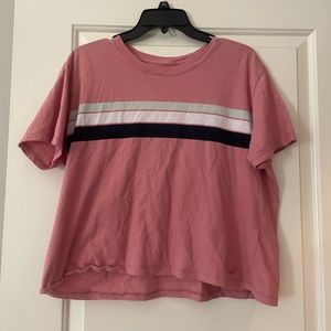 Cropped pink with stripes Hollister shirt